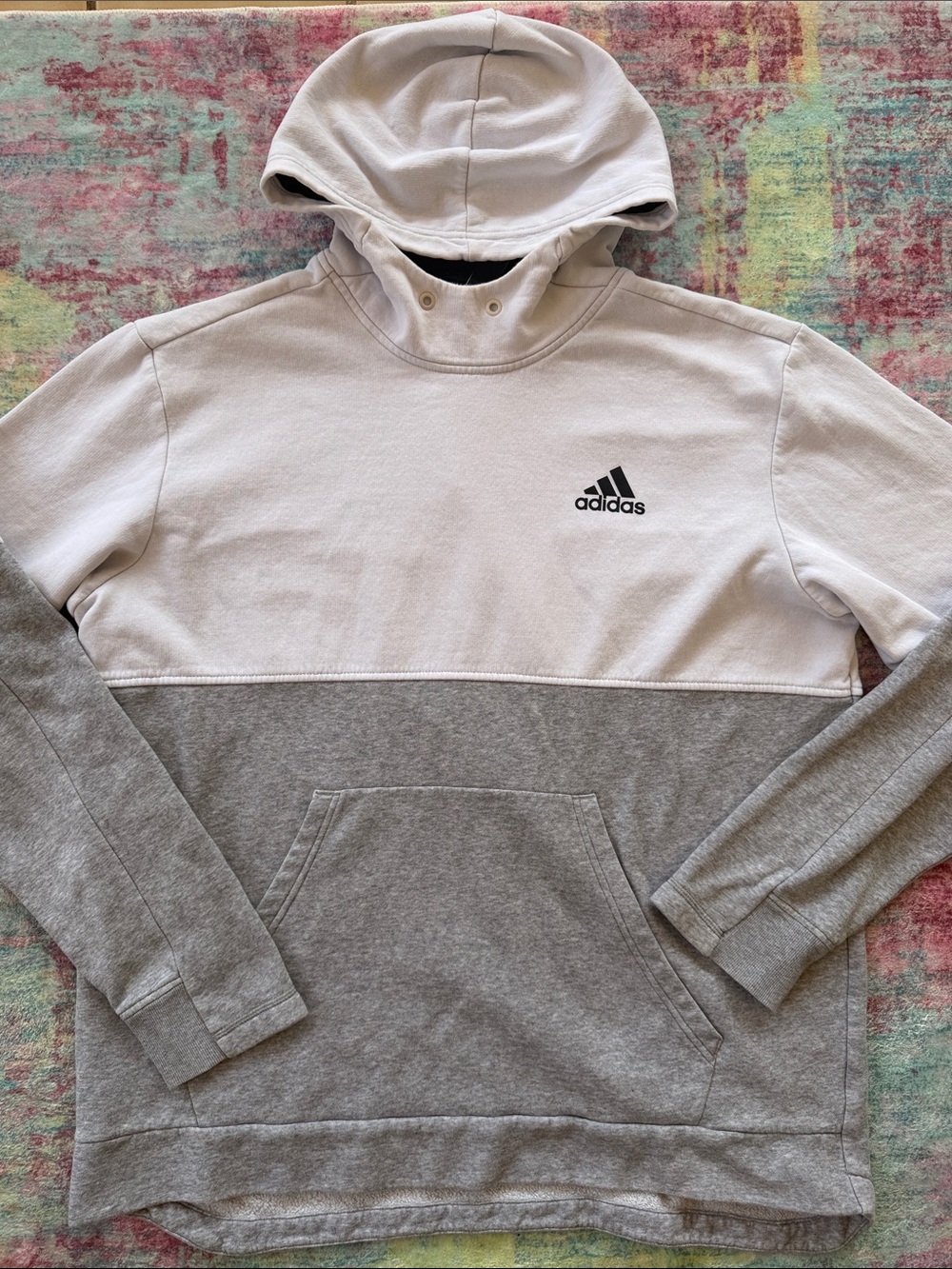 adidas Men’s Two-Tone Hooded Sweatshirt - White & Gray